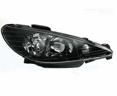 Faros delanteros cristal look negros para Peugeot 206